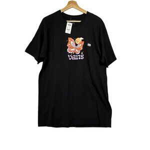 Vans Flutter High Cotton Graphic T-Shirt Size L Short Sleeve Crew Neck Black NWT